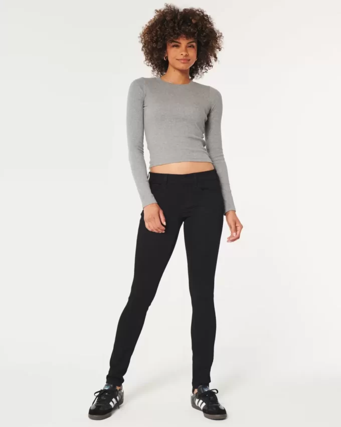 Μαύρο τζιν Super Skinny με χαμηλό ύψος