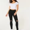 Ψηλοκάβαλο σκισμένο μαύρο Super Skinny τζιν