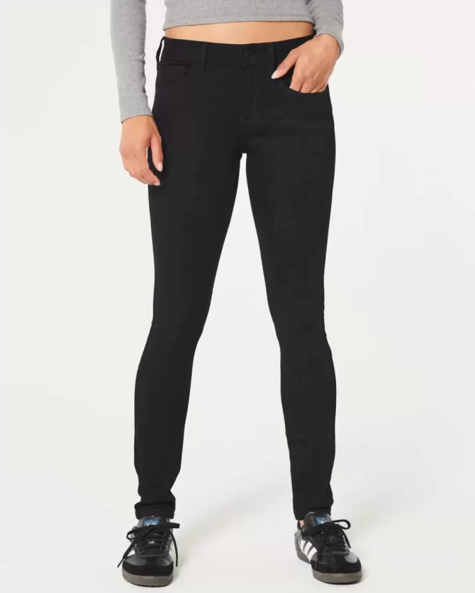 Μαύρο τζιν Super Skinny με χαμηλό ύψος