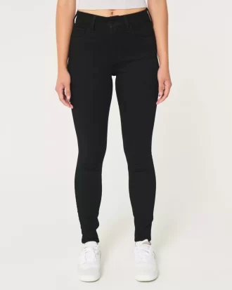 Καμπυλωτό ψηλό μαύρο τζιν Super Skinny