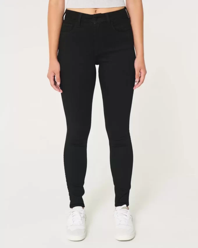 Καμπυλωτό ψηλό μαύρο τζιν Super Skinny Καμπυλωτό ψηλό μαύρο τζιν Super Skinny
