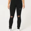 Ψηλοκάβαλο σκισμένο μαύρο Super Skinny τζιν