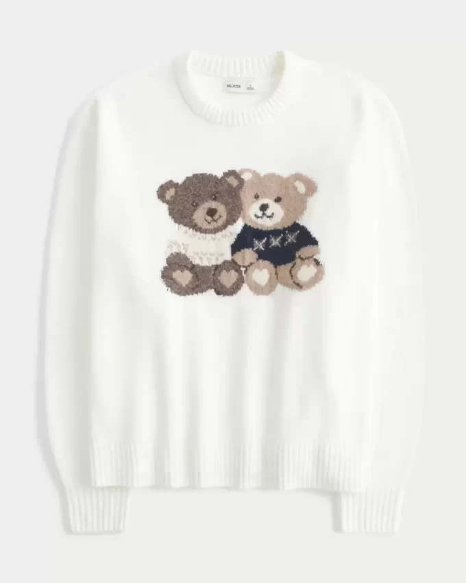 Πουλόβερ μεγάλου μεγέθους Teddy Bear Graphic Crew Πουλόβερ μεγάλου μεγέθους Teddy Bear Graphic Crew