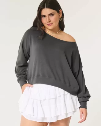 Εύκολη φούτερ Terry Off-the-Shoulder