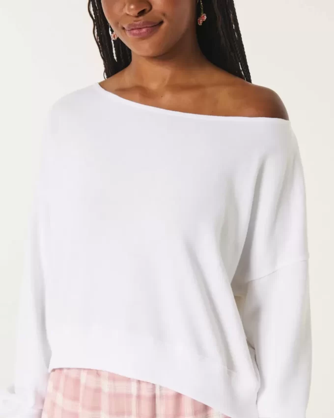 Εύκολη φούτερ Terry Off-the-Shoulder Εύκολη φούτερ Terry Off-the-Shoulder