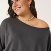 Εύκολη φούτερ Terry Off-the-Shoulder Εύκολη φούτερ Terry Off-the-Shoulder