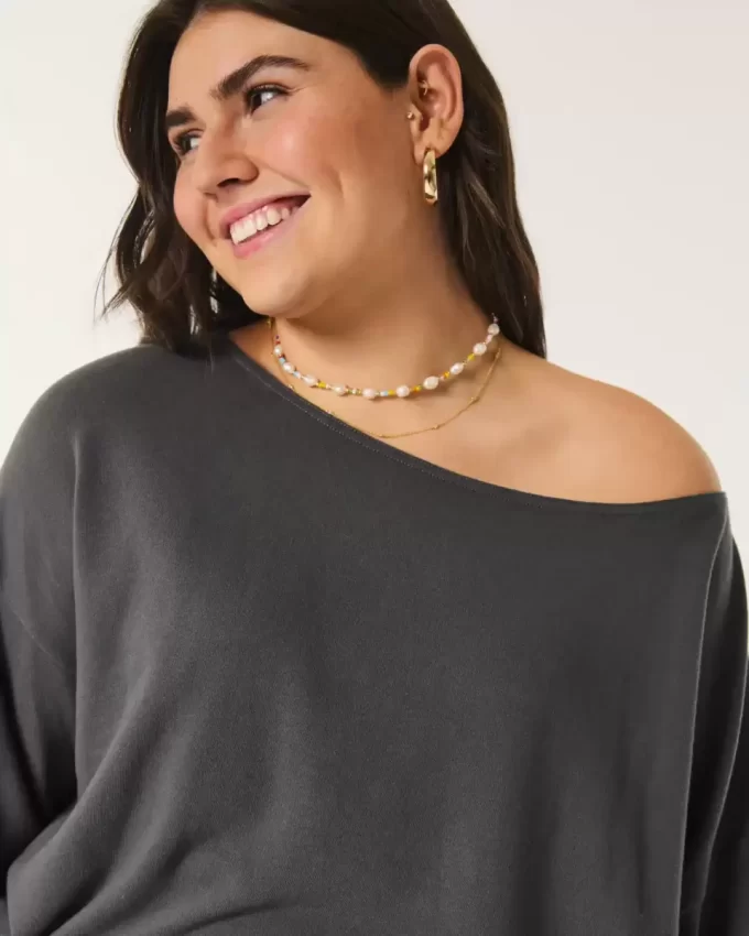 Εύκολη φούτερ Terry Off-the-Shoulder Εύκολη φούτερ Terry Off-the-Shoulder