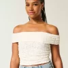 Δαντελένιο Πτυσσόμενο Top Off-the-Shoulder