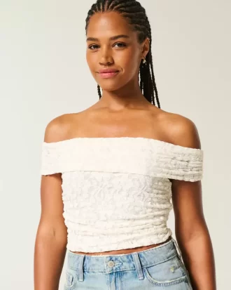 Δαντελένιο Πτυσσόμενο Top Off-the-Shoulder