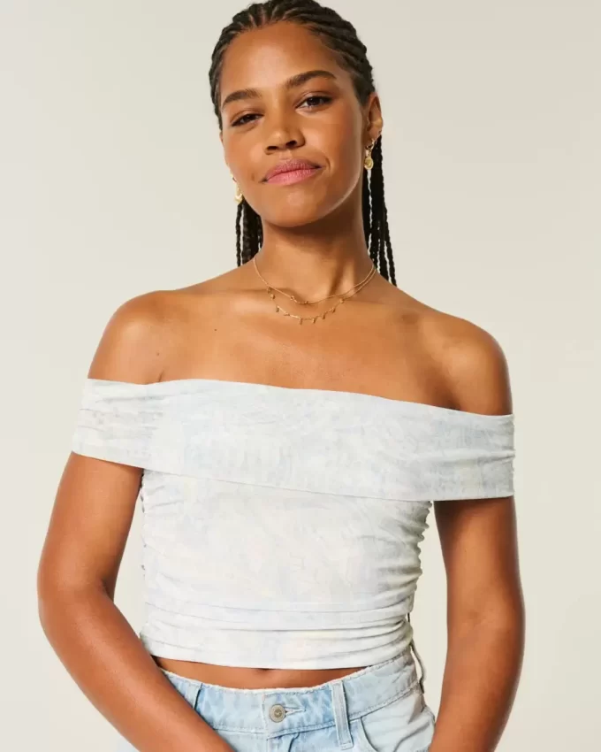 Διχτυωτό Πτυσσόμενο Top Off-the-Shoulder Διχτυωτό Πτυσσόμενο Top Off-the-Shoulder