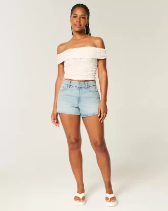 Δαντελένιο Πτυσσόμενο Top Off-the-Shoulder