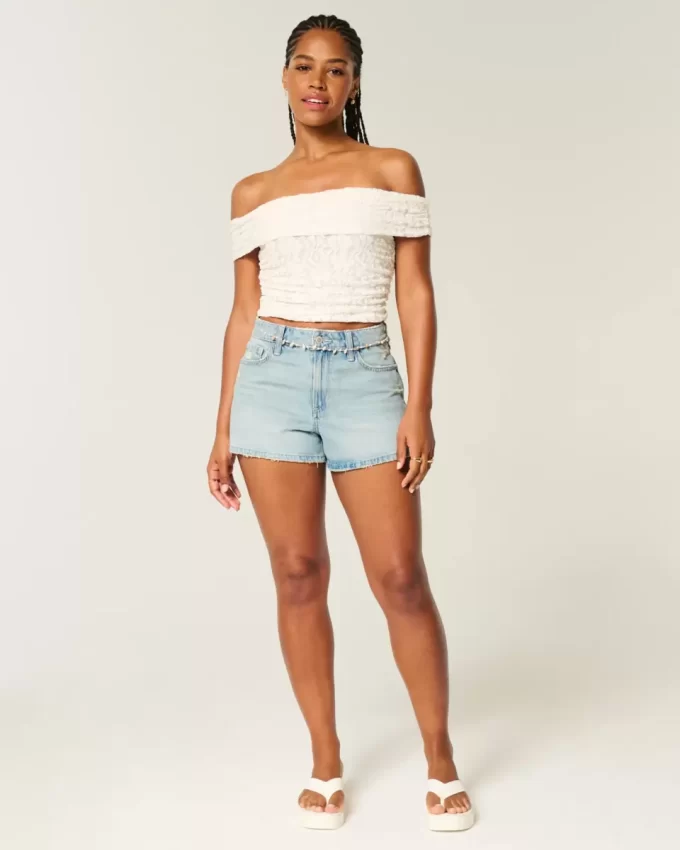 Δαντελένιο Πτυσσόμενο Top Off-the-Shoulder