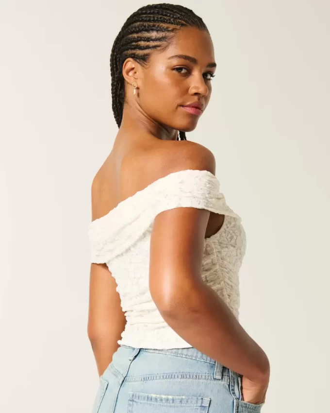 Δαντελένιο Πτυσσόμενο Top Off-the-Shoulder