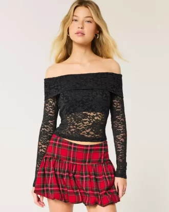 Top-Over Lace Off-the-Shoulder Top