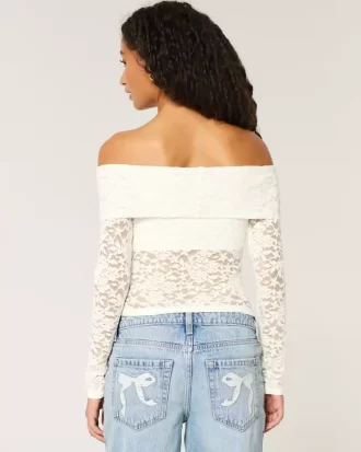 Top-Over Lace Off-the-Shoulder Top