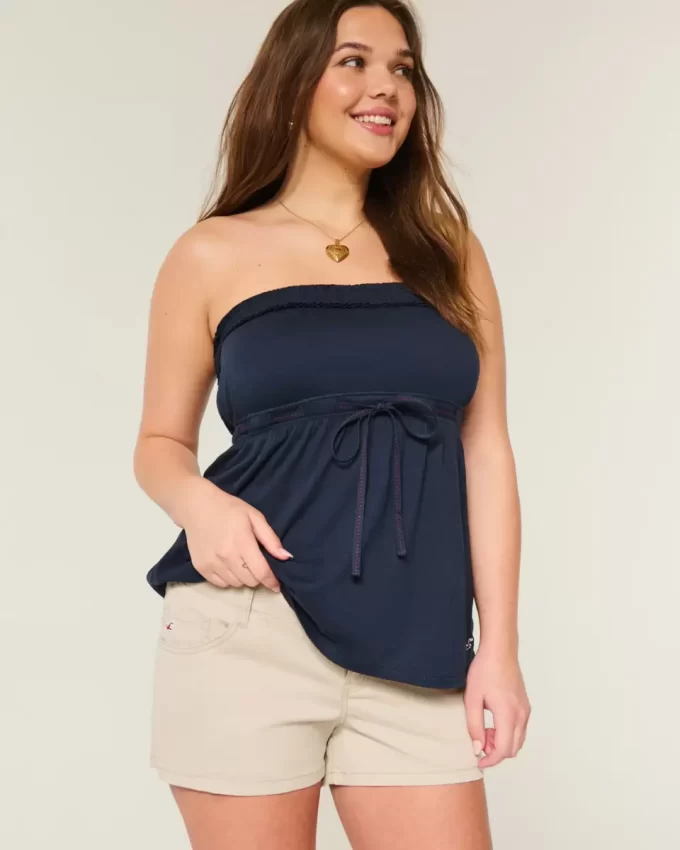Μίνι σορτς χακί twill εξαιρετικά χαμηλού ύψους Μίνι σορτς χακί twill εξαιρετικά χαμηλού ύψους