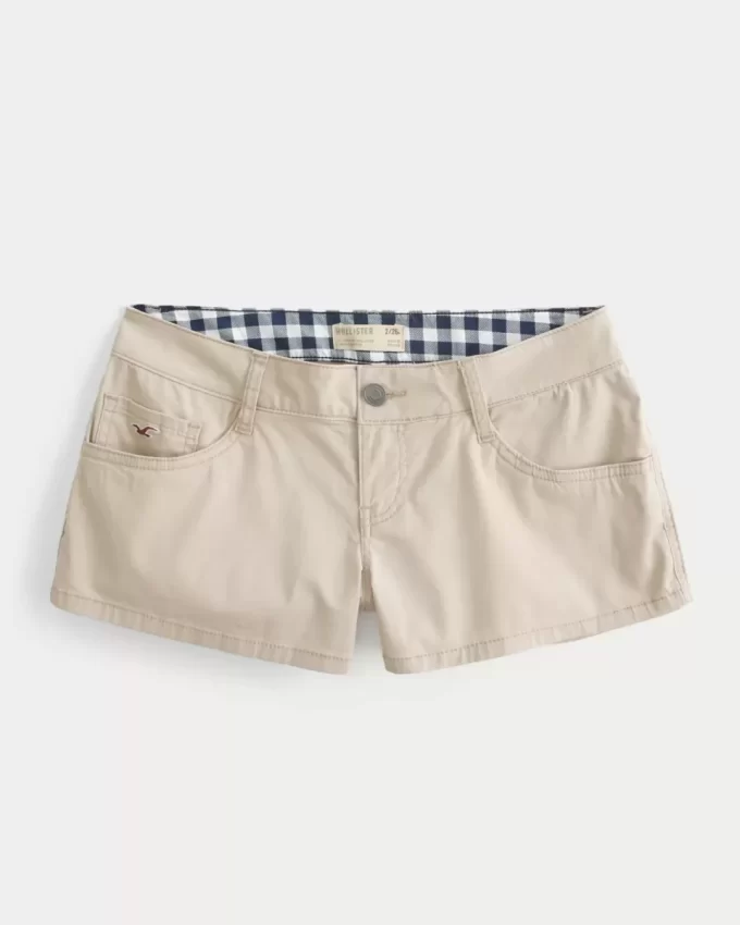 Μίνι σορτς χακί twill εξαιρετικά χαμηλού ύψους Μίνι σορτς χακί twill εξαιρετικά χαμηλού ύψους