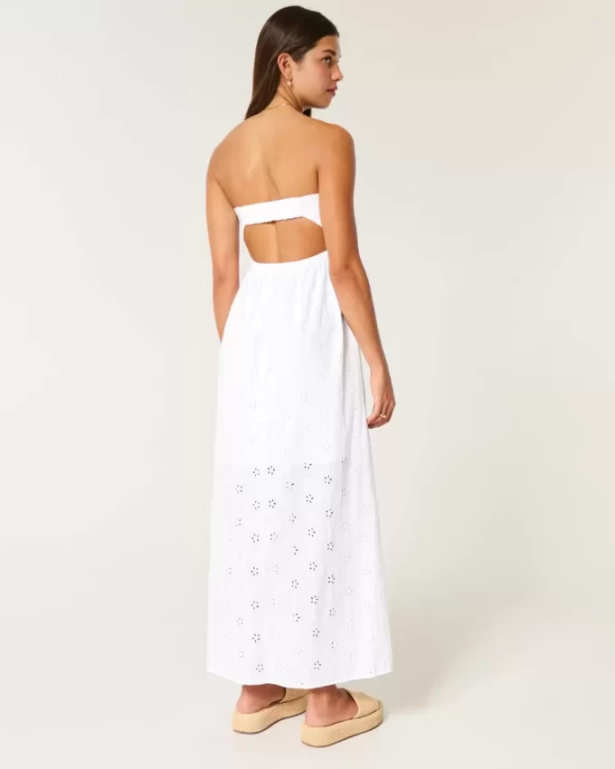 Μίντι φόρεμα Twist Bust Eyelet Strapless Μίντι φόρεμα Twist Bust Eyelet Strapless
