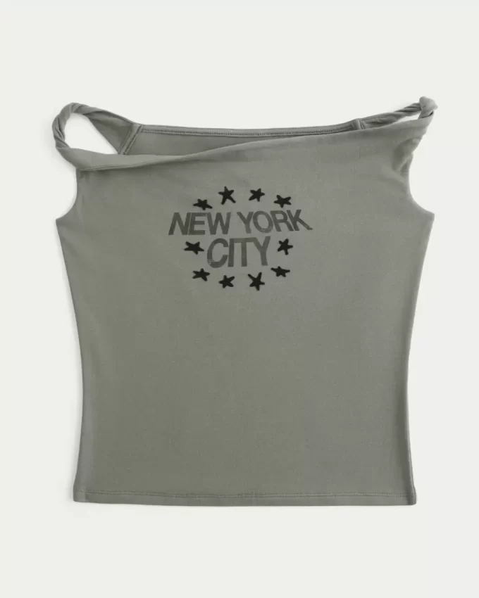 Twisted Off-the-Shoulder Graphic Tee New York City Twisted Off-the-Shoulder Graphic Tee New York City
