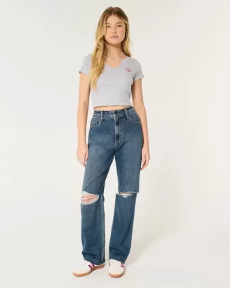 Τζιν Ultra High Ripped Dark Wash Dad
