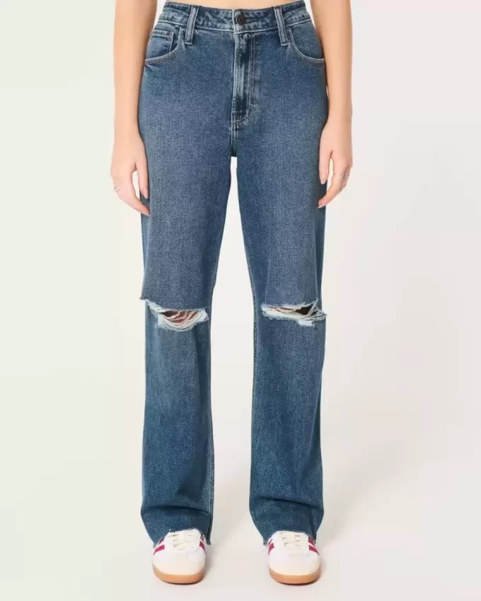 Τζιν Ultra High Ripped Dark Wash Dad Τζιν Ultra High Ripped Dark Wash Dad
