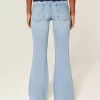 Ultra Low-Rise Distressed Light Wash Sequin Flare Jeans