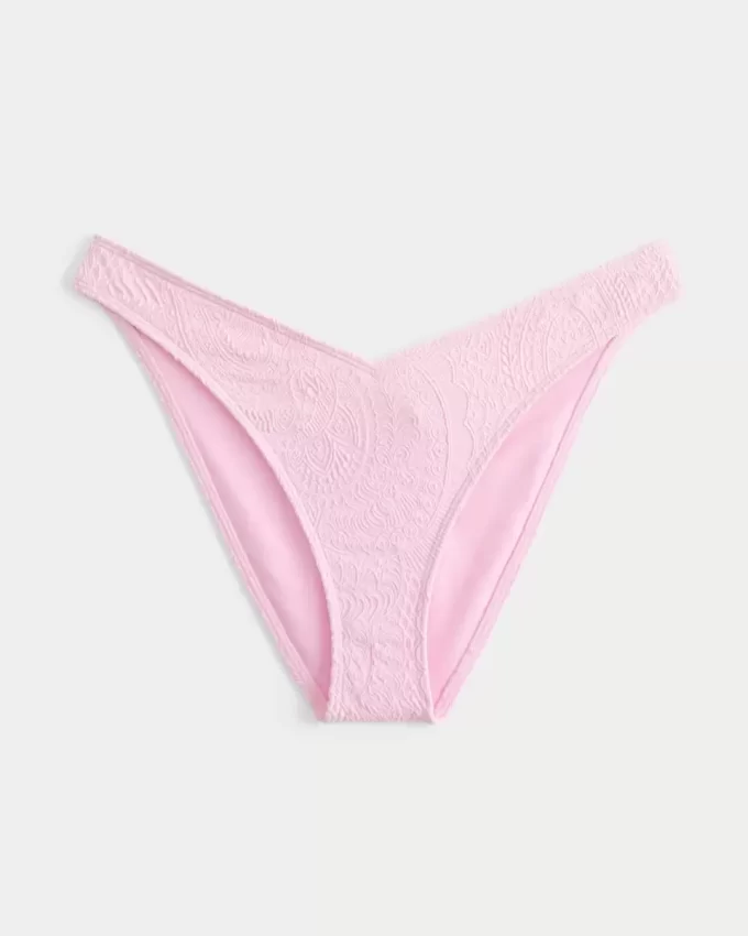 Ψηλοπόδι με V-Waist Jacquard Cheeky Bikini Bottom Ψηλοπόδι με V-Waist Jacquard Cheeky Bikini Bottom
