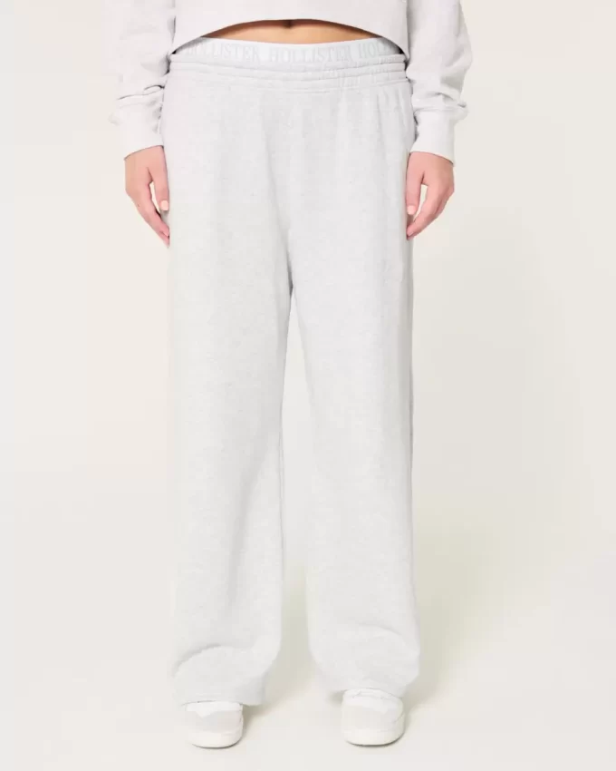 Λογότυπο Waist Fleece Παντελόνι με φαρδύ πόδι Λογότυπο Waist Fleece Παντελόνι με φαρδύ πόδι