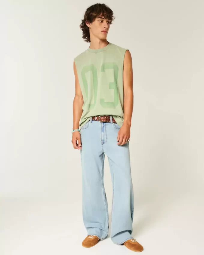 Ελαφρύ Wash Baggy Bootcut Jeans Ελαφρύ Wash Baggy Bootcut Jeans