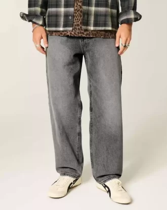 Washed Grey Skater Baggy Jeans